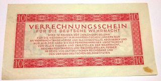 1944 Nazi Germany 10 Reichsmark banknote WEHRMACHT 2