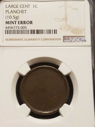 Large Cent Blank Planchet Ngc Error Coin