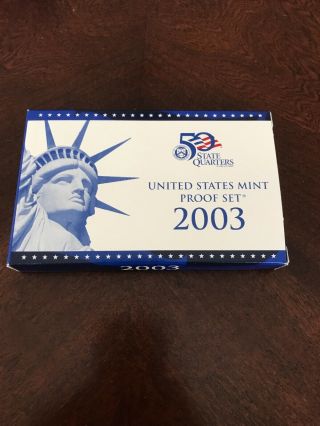 2003 - S Us Proof 10 Coin Set And Certificate Of Authenticity
