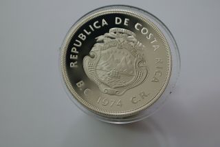 Costa Rica 1974 100 Colones Silver Proof Manatee Wwf Conservation B18 Mmm45