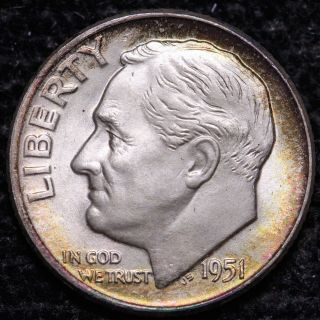Bu 1951 - D Roosevelt Silver Dime K5ae