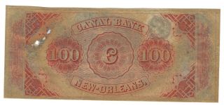 1800 ' s $100 Canal Bank Orleans Louisiana Unsigned Note 2