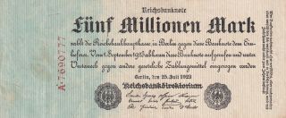 Germany 5 Million Millionen Mark 1923 ``reichsbanknote`` (b278)