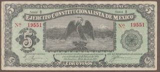1914 Mexico (tesorero) 5 Peso Note