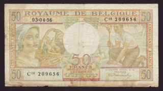 Belgium - 50 Francs,  1956 - P 133b - Fine