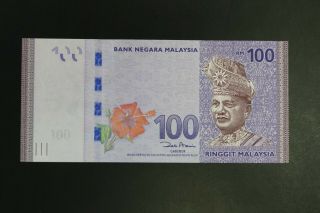 Malaysia $100 Note Ch - Unc Prefix Ae241318 (v176)