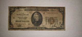 1929 $20 Federal Reserve Note Of Philadelphia Pa
