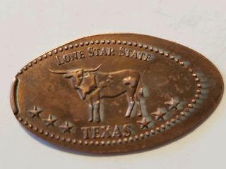 Lone Star State Texas Longhorn Pressed Penny Elongated Smashed
