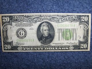 1934 Twenty Dollar Small Size Note With Crazy Low Six - Of - A - Kind Serial Number