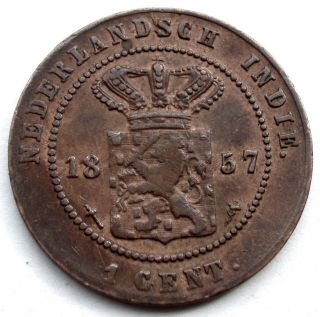 Netherlands East Indies 1 Cent 1857 Km 307.  2 William Iii.  Mm9.  1