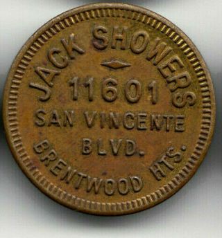 Brentwood Hgts Ca Token - Jack Showers - 25¢ In Trade,  Los Angeles Co California