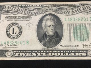1934 D $20 Federal Reserve Note San Francisco California