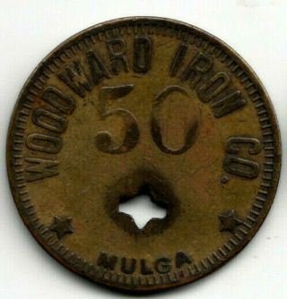 Mulga Al R8 Coal Token - Woodward Iron Co - 50¢ In Mdse - Jefferson Co Alabama