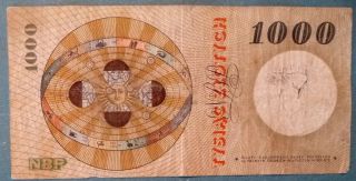 POLAND 1000 ZLOTYCH NOTE,  ISSUED 29.  10.  1965,  P141,  COPERNICUS 2