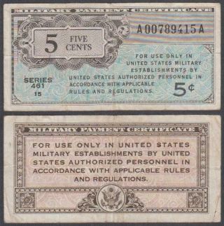 Mpc Series 461,  5 Cents,  Nd (1946),  Vf,  (four Pinholes),  P - M1
