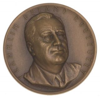 High Relief Franklin D.  Roosevelt Medallic Arts Bronze Round Medal 549
