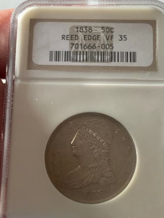 1838 Vf 35 Reeded Edge Half Dollar Ngc