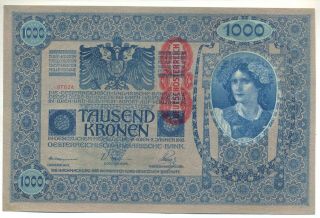 1000 Kroner 1902 Year Austria - Hungary,  Stamp German Austria 1919.