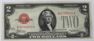 1928 C $2 Two Dollar Red Seal United States Note F - 1504 U Grade It M6
