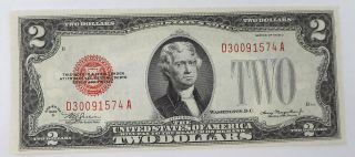 1928 D $2 Two Dollar Red Seal United States Note F - 1505 U Grade It M13