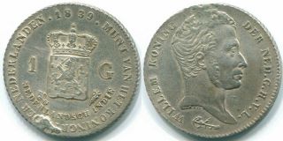 1839 Netherlands East Indies (indonesia) 1 Gulden Silver Colonial Coin S13682uw