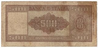 Banca d ' Italia Italy 20.  3.  1947 Issue 500 Lire Pick 80a Foreign World Banknote 2