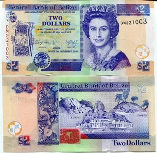 Belize 2 Dollars 2014 (2015) P 66 Sign Unc