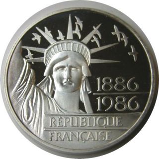 Elf France 100 Francs 1986 Silver Proof Statue Of Liberty