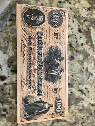 1862 $100 Confederate States Of America Bank