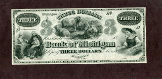 The Bank Of Michigan - For $3.  00 - 18? - Xf.