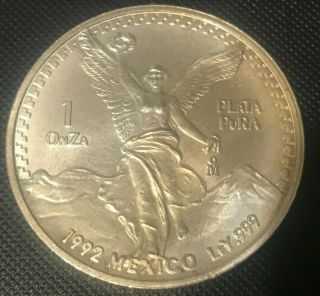 1992 - 1 Oz.  Silver Mexican Libertad Coin - Mintage Of Only1,  458,  000 World Wide 9 - - 81