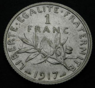 France 1 Franc 1917 - Silver - Vf - 2203