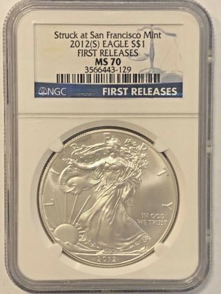 2012 S $1 Silver American Eagle First Releases Ngc Ms70