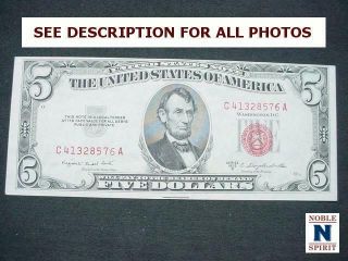 Noblespirit Valuable 1953 - B $5.  00 Crisp Uncirculated Red Seal