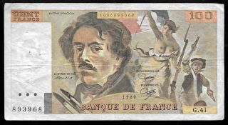 World Paper Money - France 100 Francs 1980 @ Fine Cond