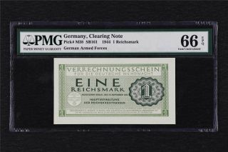 1944 Germany Clearing Note 1 Reichsmark Pick M38 Pmg 66 Epq Gem Unc