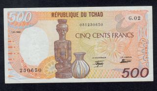 Chad 500 Francs 1986 Pick 9a Vf.
