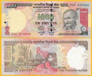 India 1000 Rupees P - 100a 2006 (letter L) Unc Banknote