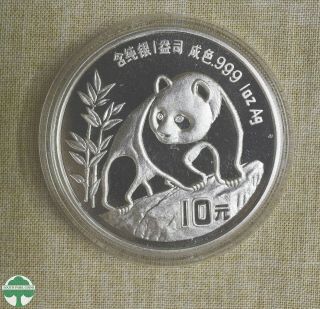 1990 China Panda - 10 Yuan - 1 Oz 999 Silver - Housed In Plastic Capsule
