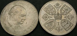 Great Britain 5 Shillings,  1 Crown 1960/1965 - Churchill/expo - 2 Coins - 2632 ¤