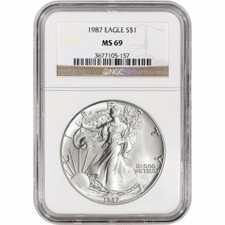 1987 American Silver Eagle - Ngc Ms69