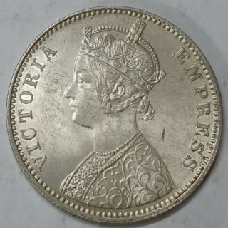 British India Victoria Empress Silver Rupee 1893 C Incused Calcutta Aunc