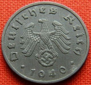 Wwii German 1940 - A 1 Reichspfennig 3rd Reich Zinc Nazi Germany Coin Wc2235
