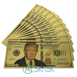 10x Donald Trump 24k Gold Plated Dollar Bill Money Maga Coin Usa Hat Shirt Flag