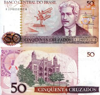 Brazil 50 Cruzados Banknote World Money Currency South America Bill P210 1986