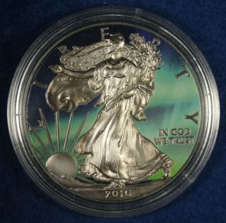 2016 $1 Eagle Golden Noir Series Colorized 1 Oz Silver Coin - Northern Lights