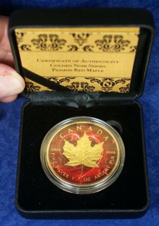 2017 $5 Canada Golden Noir Series Colorized 1 Oz Silver Coin - Passion Red Maple