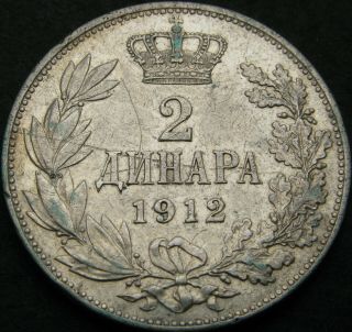 Serbia (kingdom) 2 Dinara 1912 - Silver - Petar I - F/vf - 2471 ¤