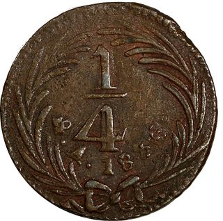 MEXICO Federal Issue Copper 1836 1/4 Real,  Un Quarto 27 mm KM 358 2