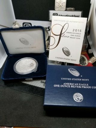 2015 W Proof $1 American Silver Eagle All Box Ogp & Ase Dmpl Cameo Pf.  999